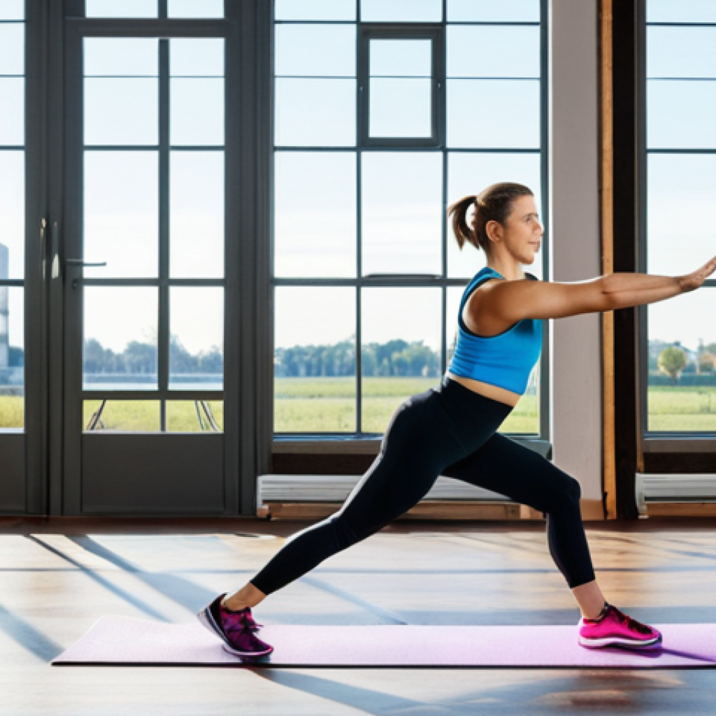 **

A friendly and competent fitness instructor, fully clothed in appropriate sportswear, teaching a group fitness class in a bright, modern gym. The instructor is demonstrating a yoga pose. Safe for work, appropriate content, perfect anatomy, natural proportions, family-friendly, professional photography.

**