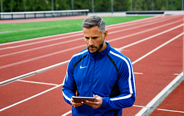 Data-Driven Coaching**

"A professional sports coach, fully clothed in athletic wear, analyzing performance data on a tablet during a track practice, appropriate attire, safe for work, perfect anatomy, natural proportions, motivational setting, high quality, professional."

**